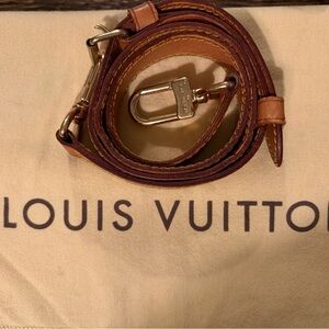 Authentic Louis Vuitton Brown and Tan Leather Shoulder Strap with Gold Hardware